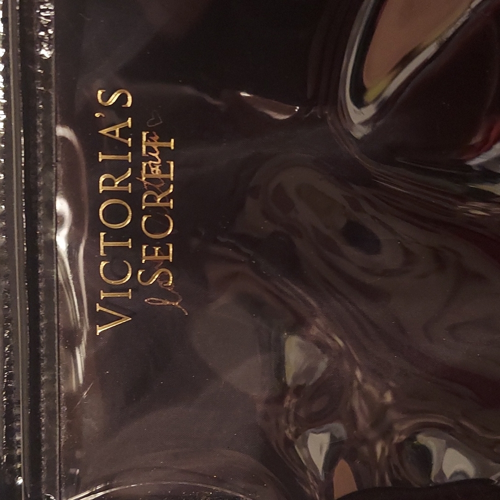 Victoria's Secret Love Victoria Black Shimmer Tote Bag with Attached Pouch - Picture 2 of 16